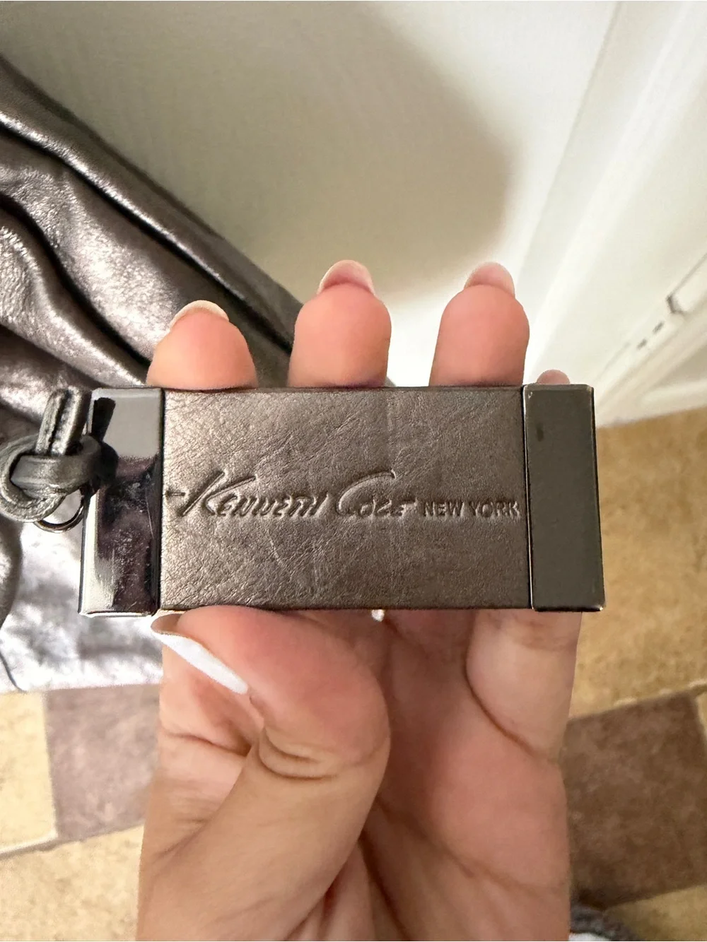 Kenneth Cole New York Metallic Gunmetal Hobo Bag